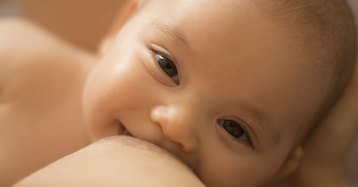 Baby Knetet Brust Beim Stillen